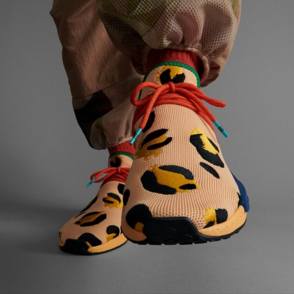 NWT Adidas x Pharrell Hu Pulse Amber Animal Print NMD Boost Human Race Sneakers